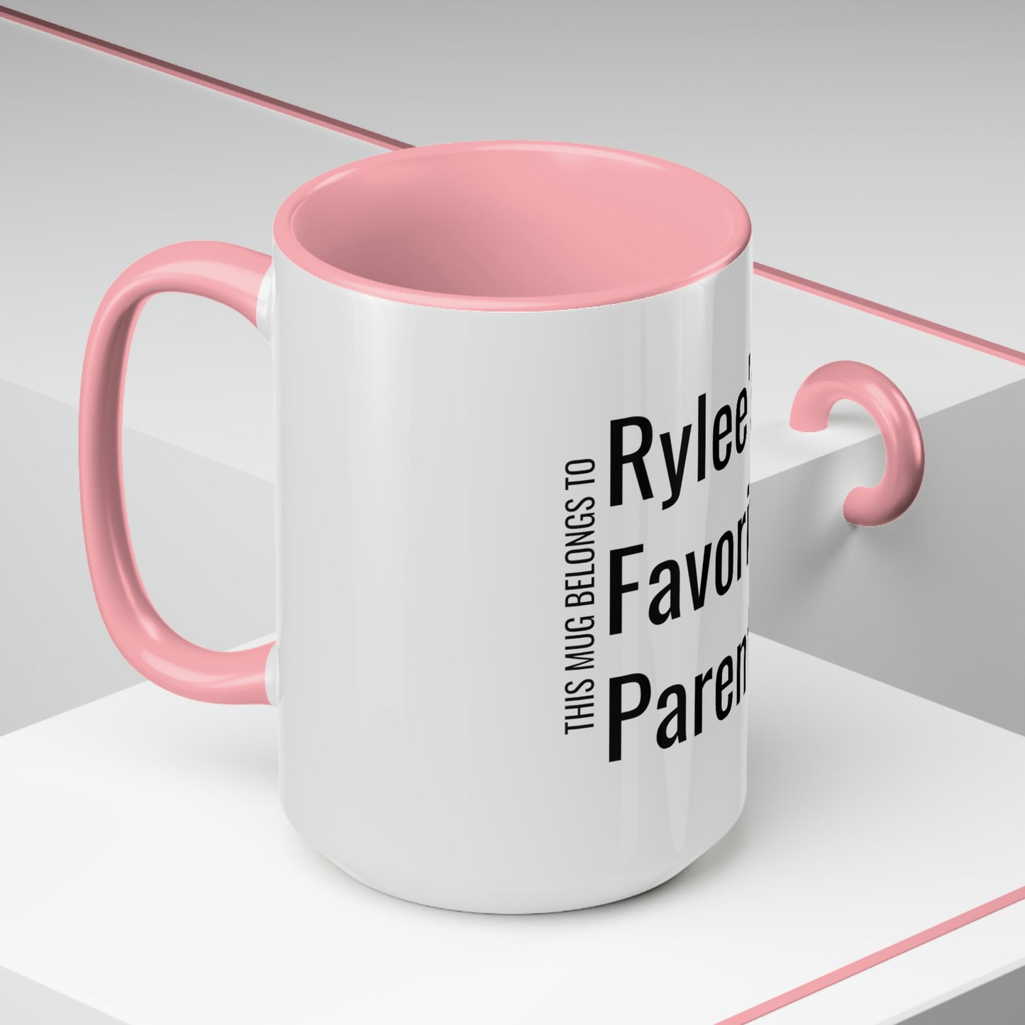 Rylee's Favorite Parent. Two-Tone Coffee Mugs, 15oz