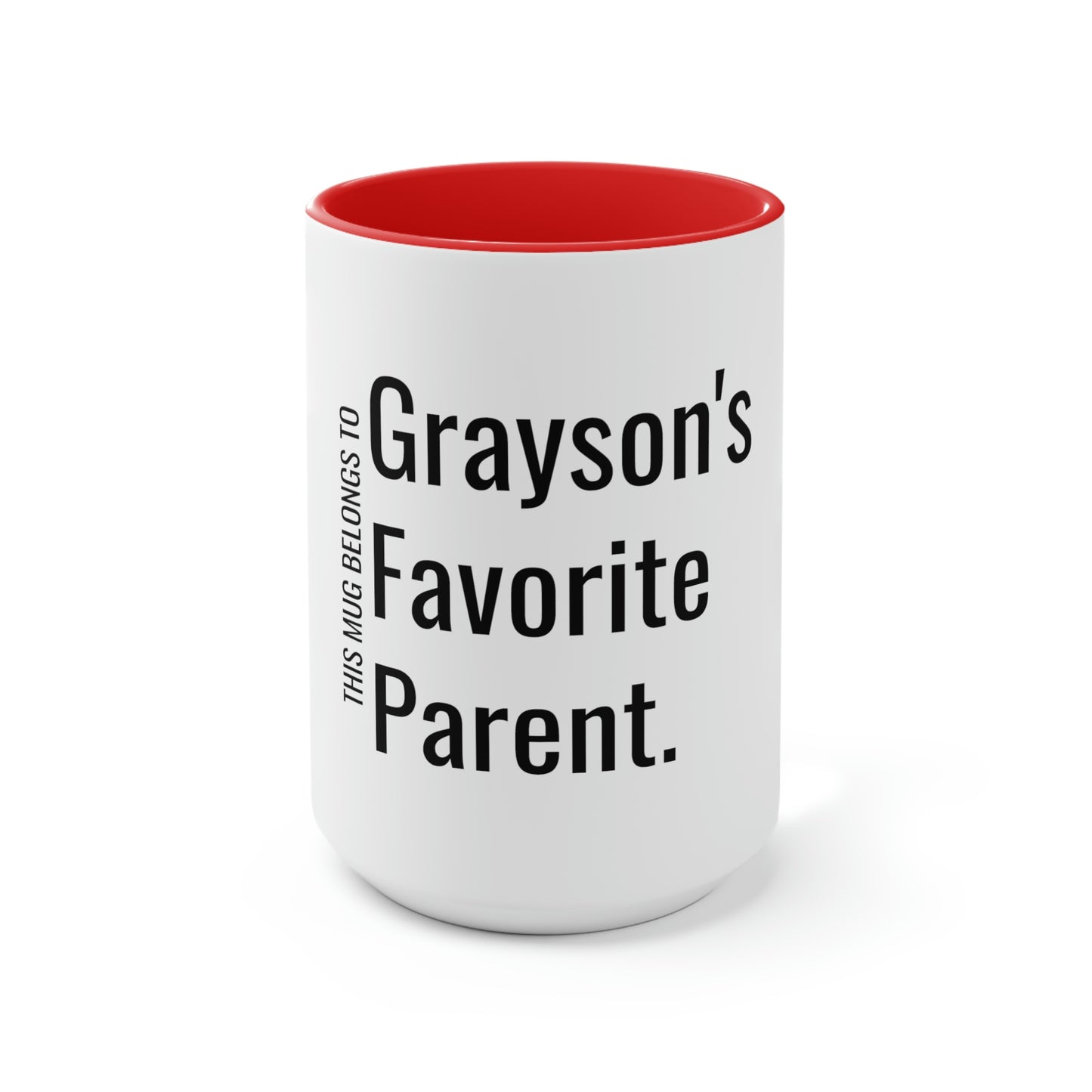 Grayson's Favorite Parent. Two-Tone Coffee Mugs, 15oz