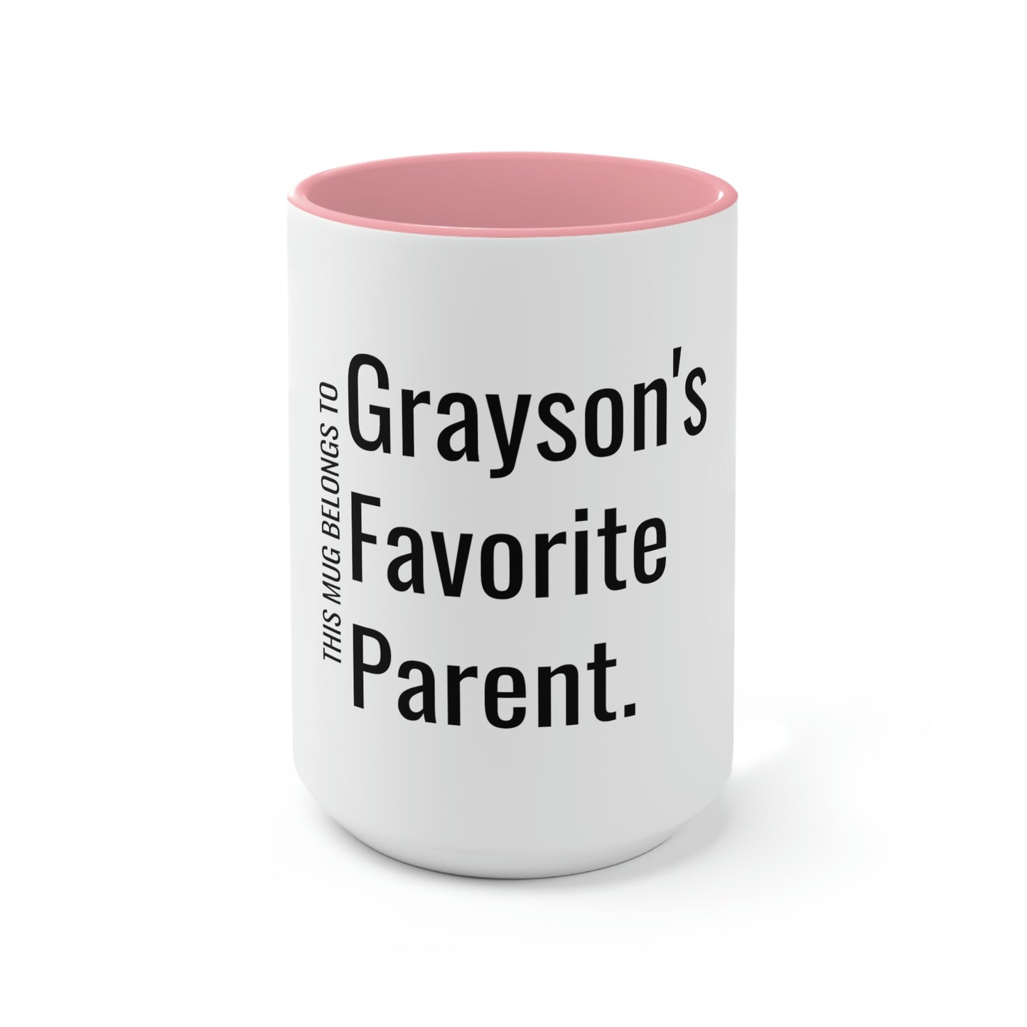 Grayson's Favorite Parent. Two-Tone Coffee Mugs, 15oz