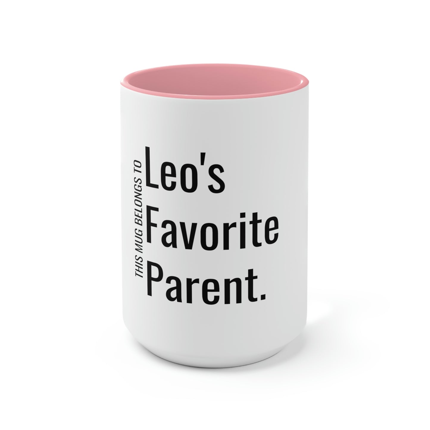 Leo's Favorite Parent. Two-Tone Coffee Mugs, 15oz