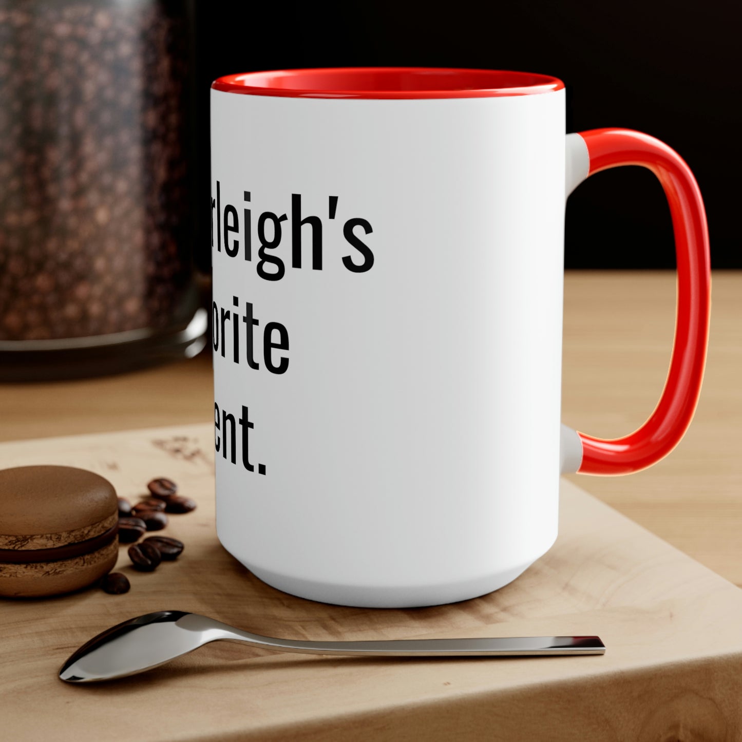 Everleigh's Favorite Parent. Two-Tone Coffee Mugs, 15oz