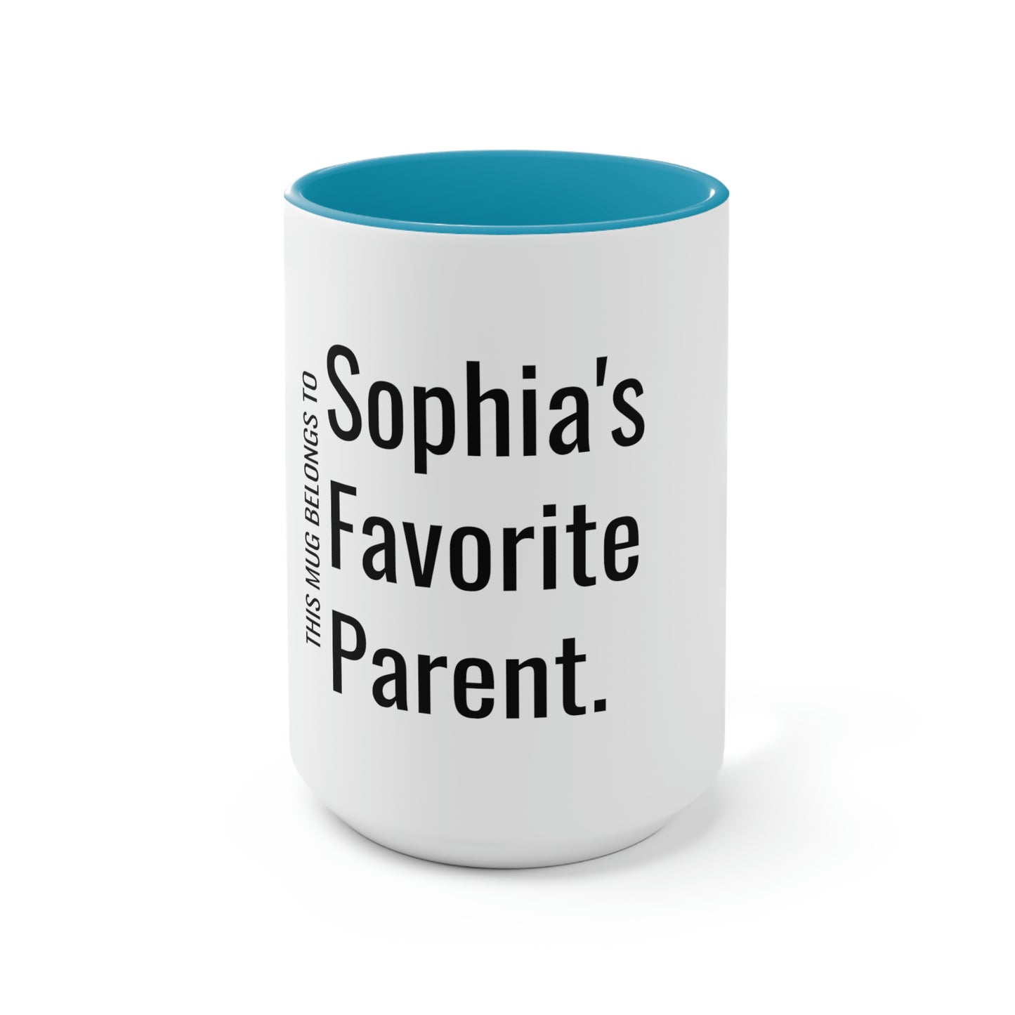 Sophia's Favorite Parent. Two-Tone Coffee Mugs, 15oz