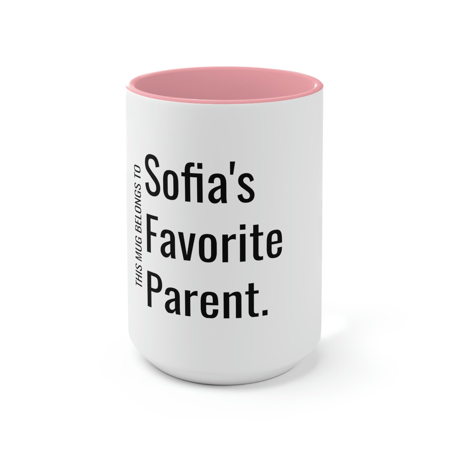 Sofia's Favorite Parent. Two-Tone Coffee Mugs, 15oz