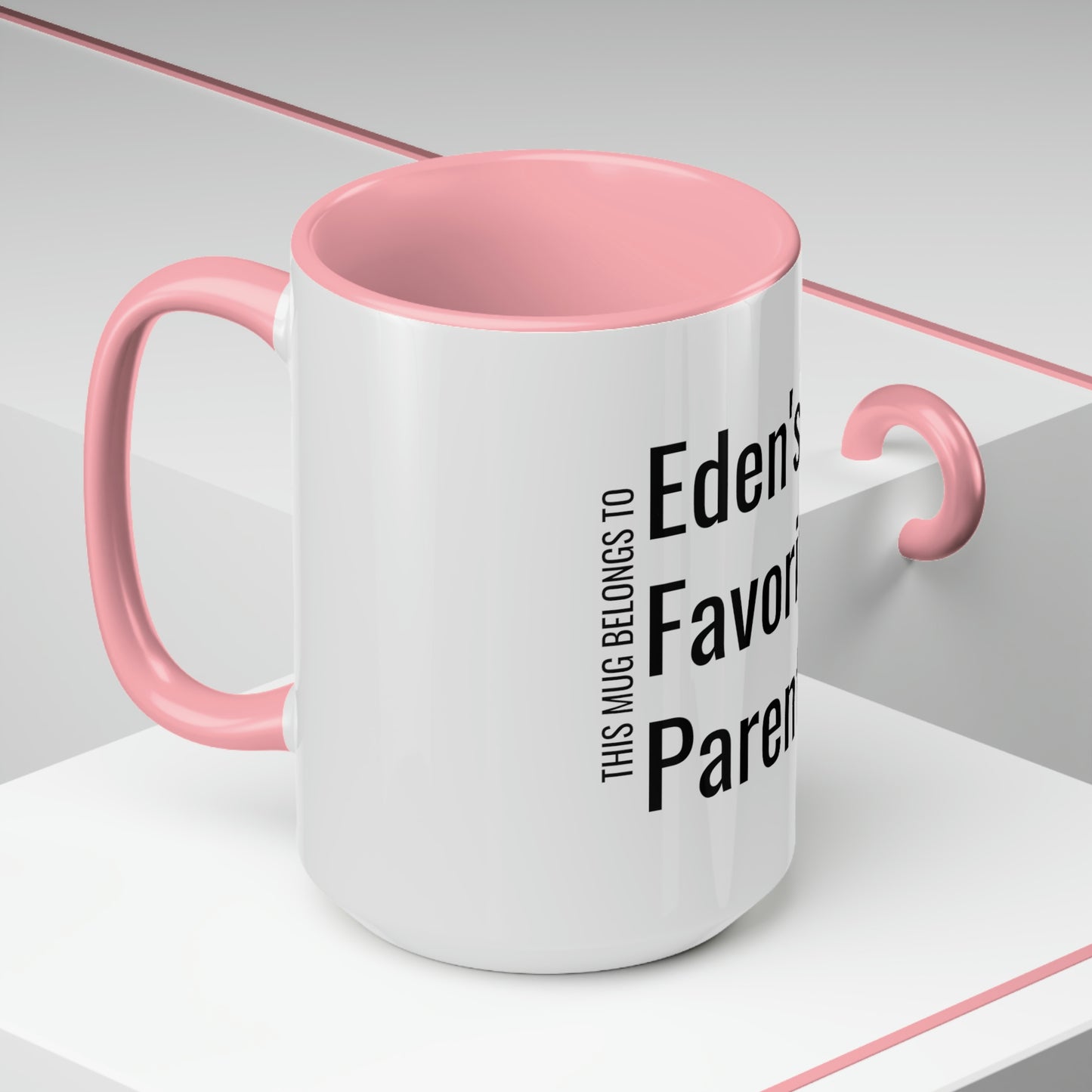 Eden's Favorite Parent. Two-Tone Coffee Mugs, 15oz