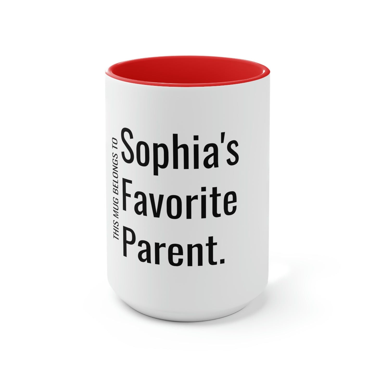 Sophia's Favorite Parent. Two-Tone Coffee Mugs, 15oz