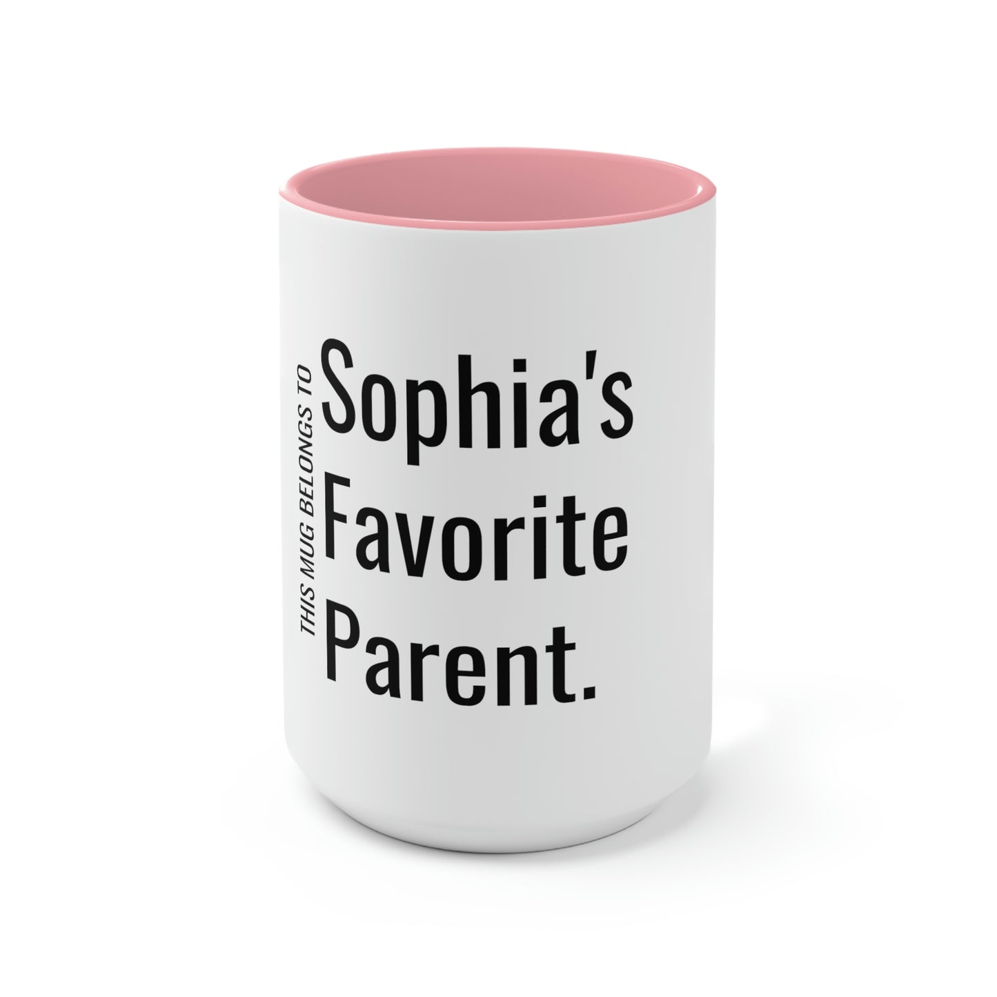 Sophia's Favorite Parent. Two-Tone Coffee Mugs, 15oz