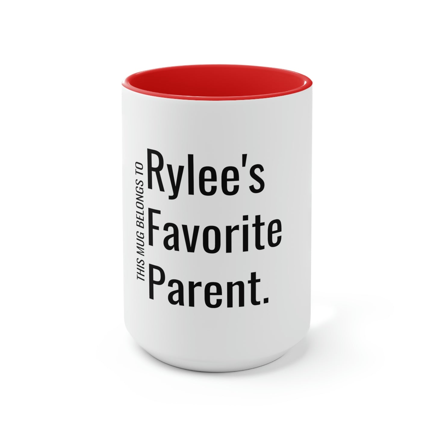 Rylee's Favorite Parent. Two-Tone Coffee Mugs, 15oz