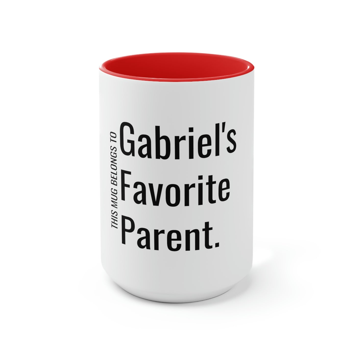 Gabriel's Favorite Parent. Two-Tone Coffee Mugs, 15oz