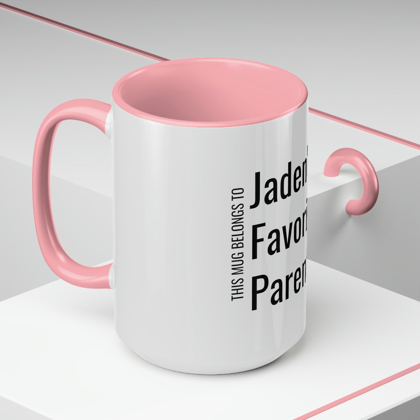 Jaden's Favorite Parent. Two-Tone Coffee Mugs, 15oz