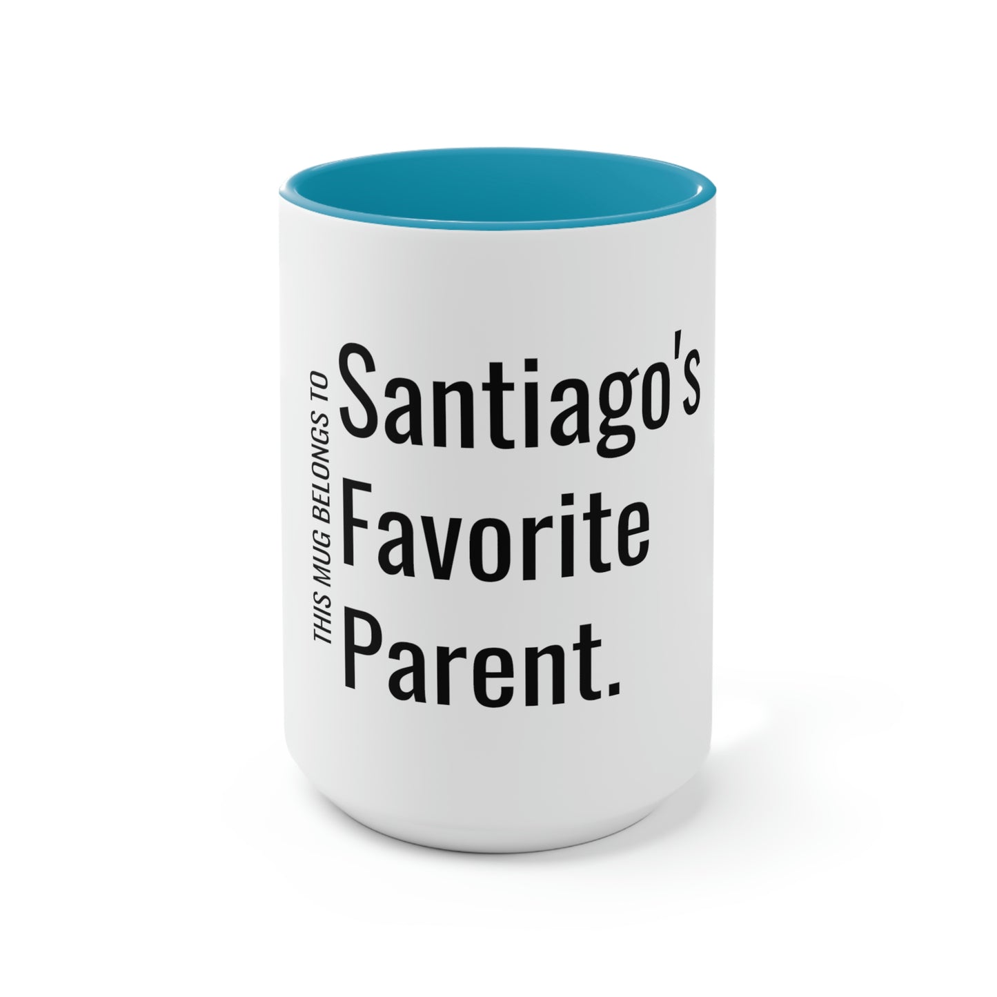 Santiago's Favorite Parent. Two-Tone Coffee Mugs, 15oz