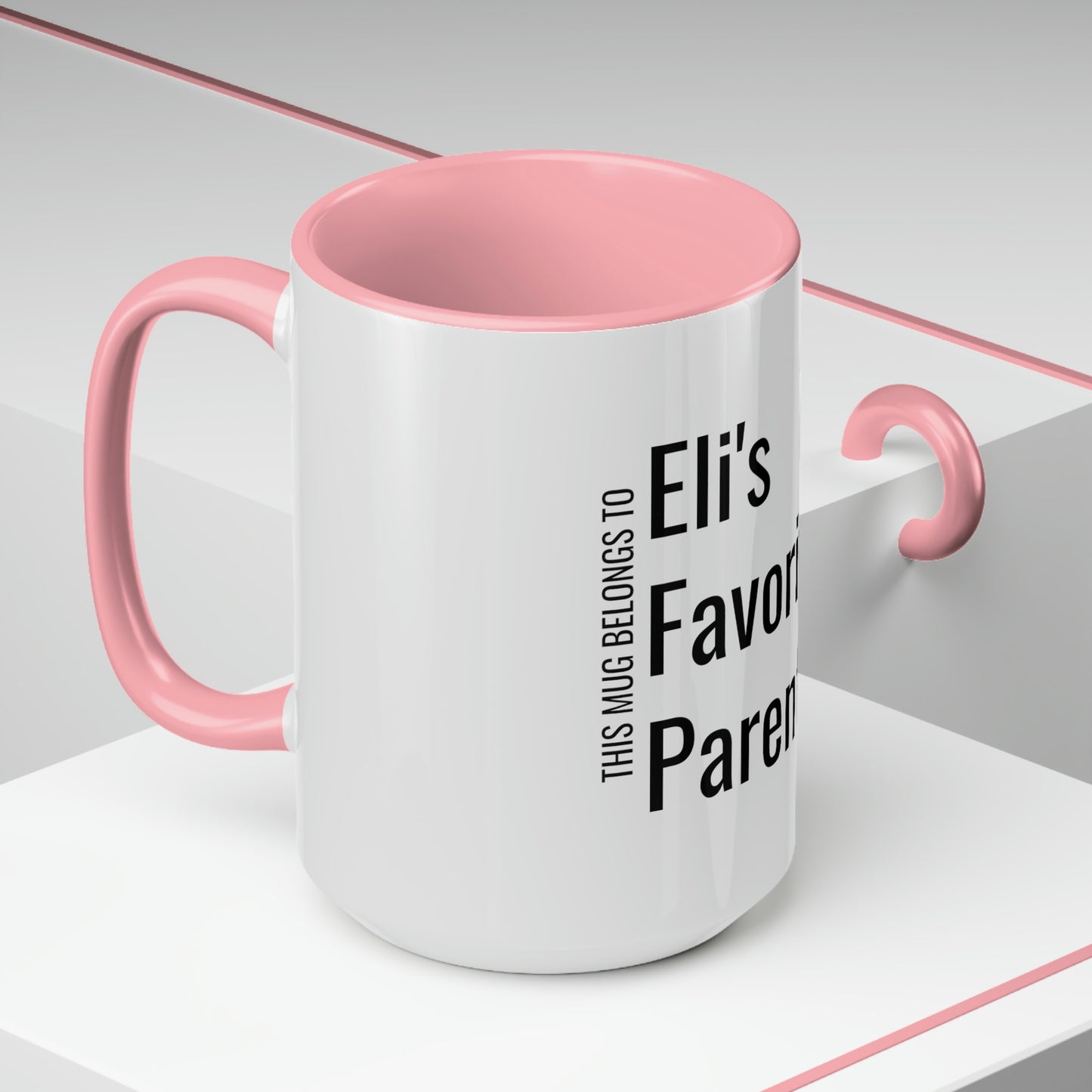 Eli's Favorite Parent. Two-Tone Coffee Mugs, 15oz