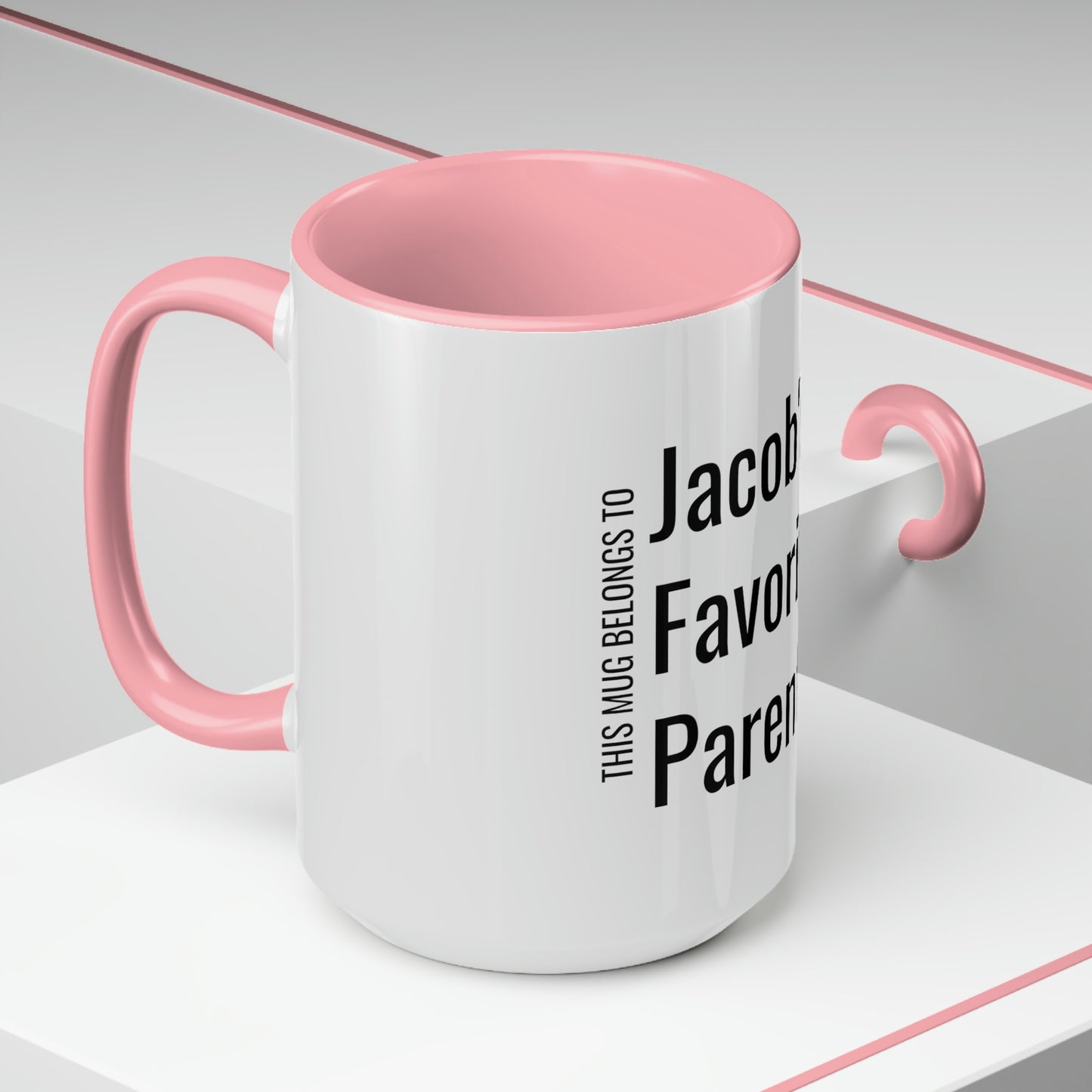 Jacob's Favorite Parent. Two-Tone Coffee Mugs, 15oz