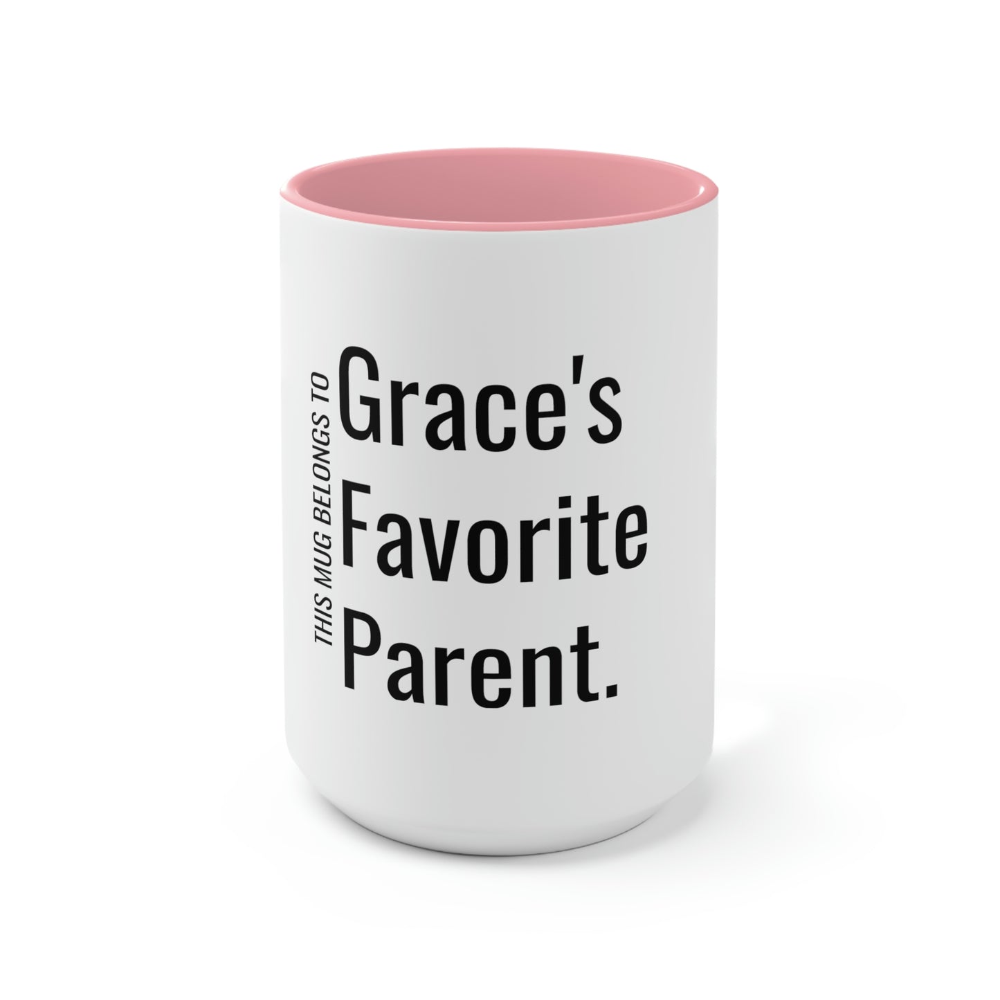 Grace's Favorite Parent. Two-Tone Coffee Mugs, 15oz