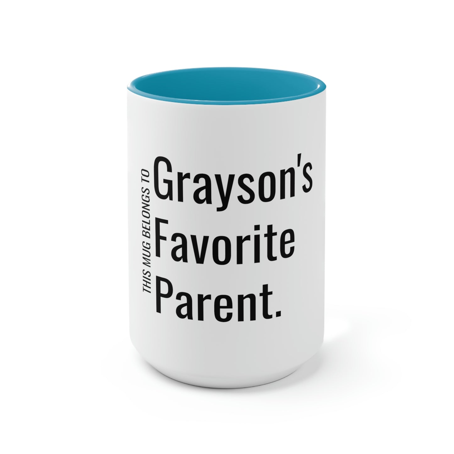 Grayson's Favorite Parent. Two-Tone Coffee Mugs, 15oz