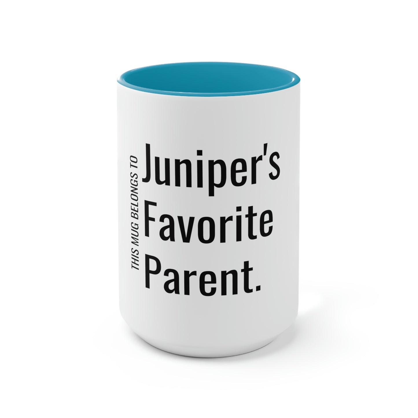 Juniper's Favorite Parent. Two-Tone Coffee Mugs, 15oz