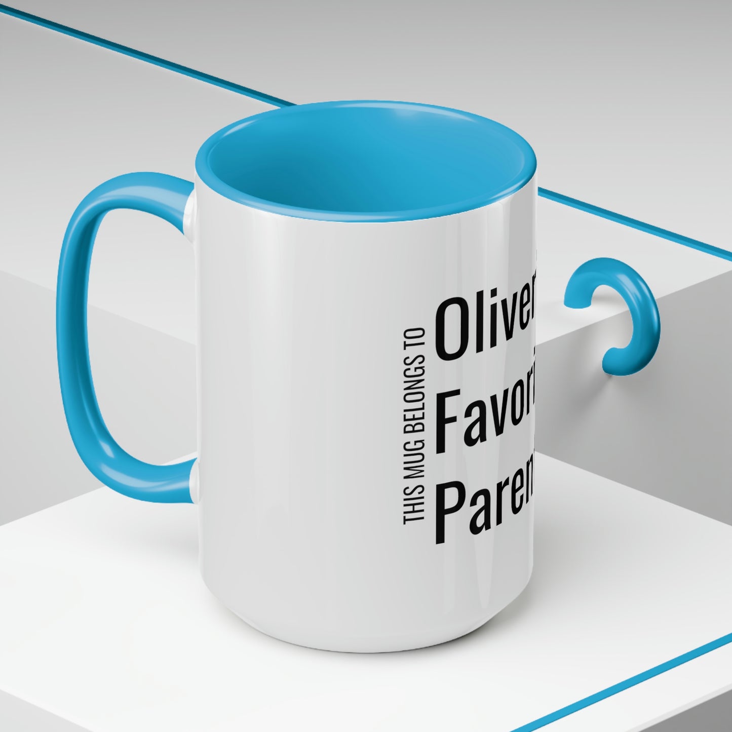 Oliver's Favorite Parent. Two-Tone Coffee Mugs, 15oz