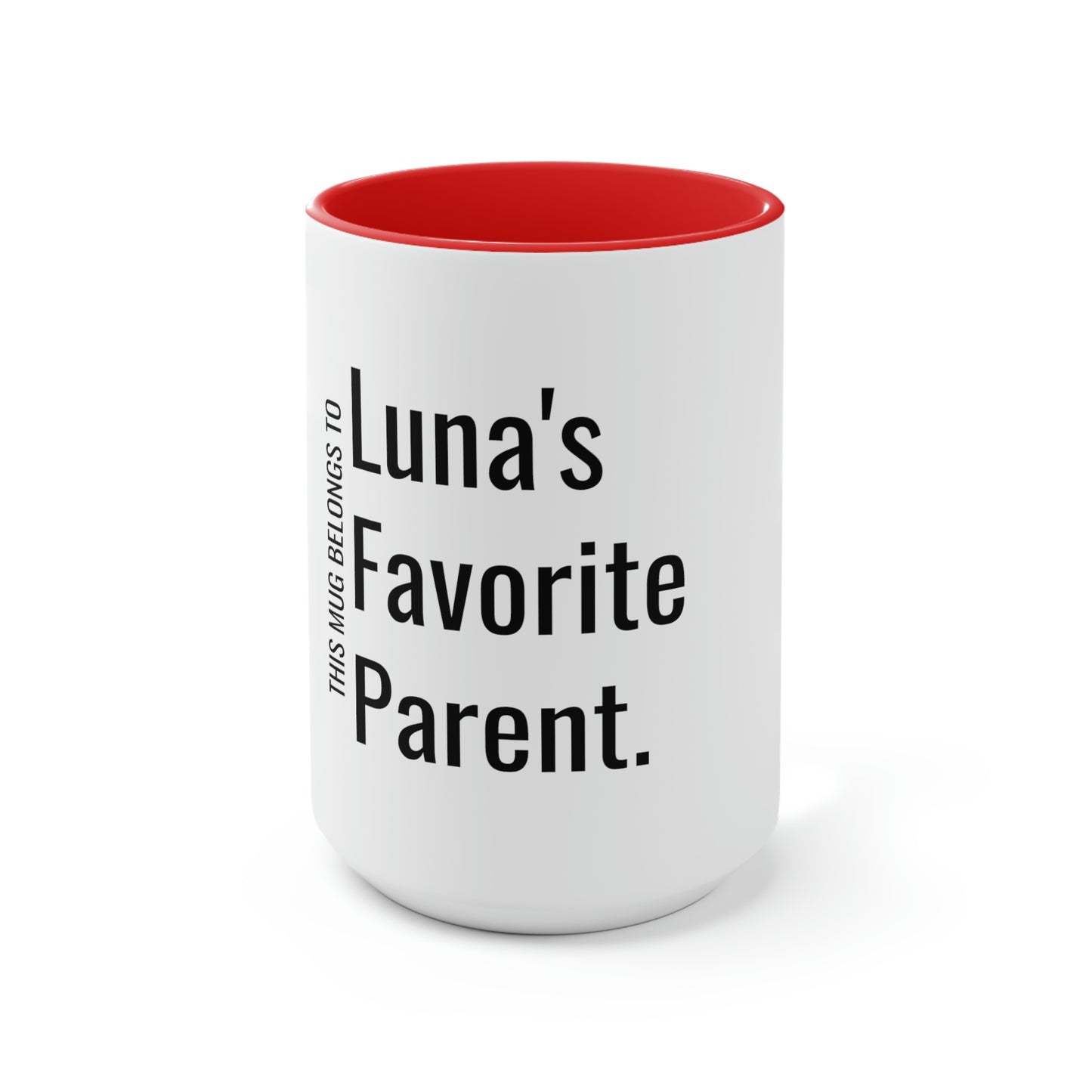 Camila's Favorite Parent. Two-Tone Coffee Mugs, 15oz