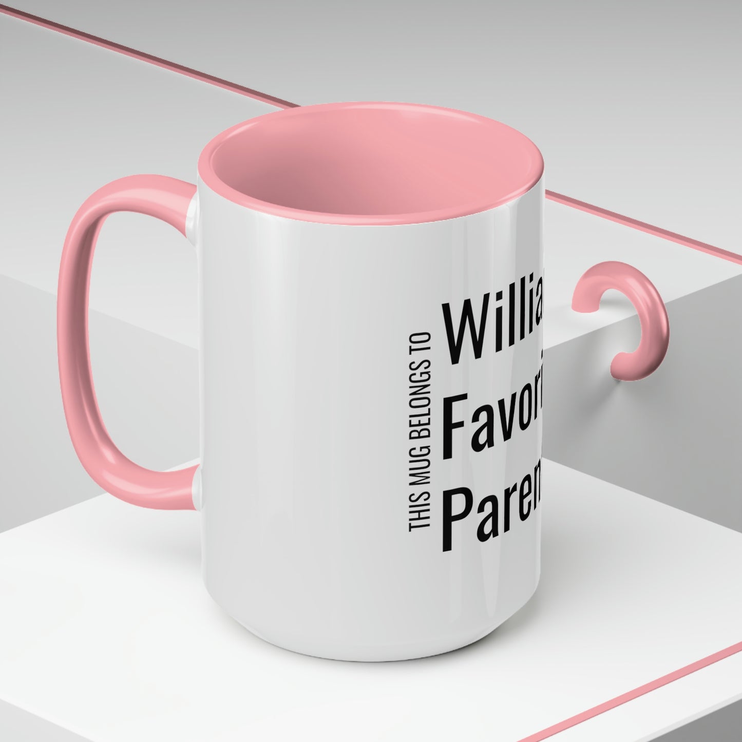 William's Favorite Parent. Two-Tone Coffee Mugs, 15oz