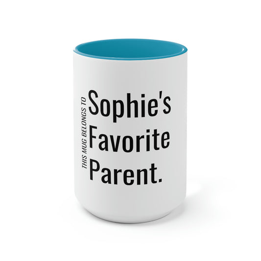 Sophie's Favorite Parent. Two-Tone Coffee Mugs, 15oz
