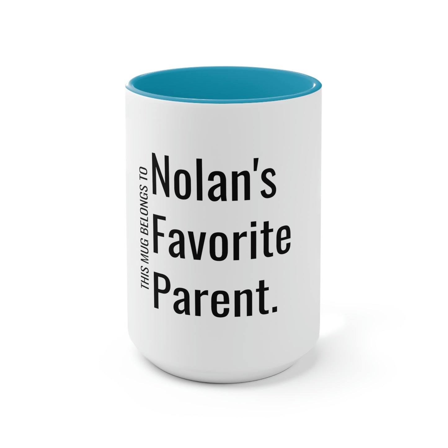 Nolan's Favorite Parent. Two-Tone Coffee Mugs, 15oz