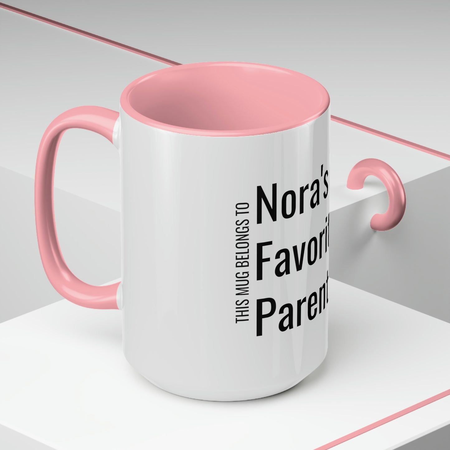 Nora's Favorite Parent. Two-Tone Coffee Mugs, 15oz