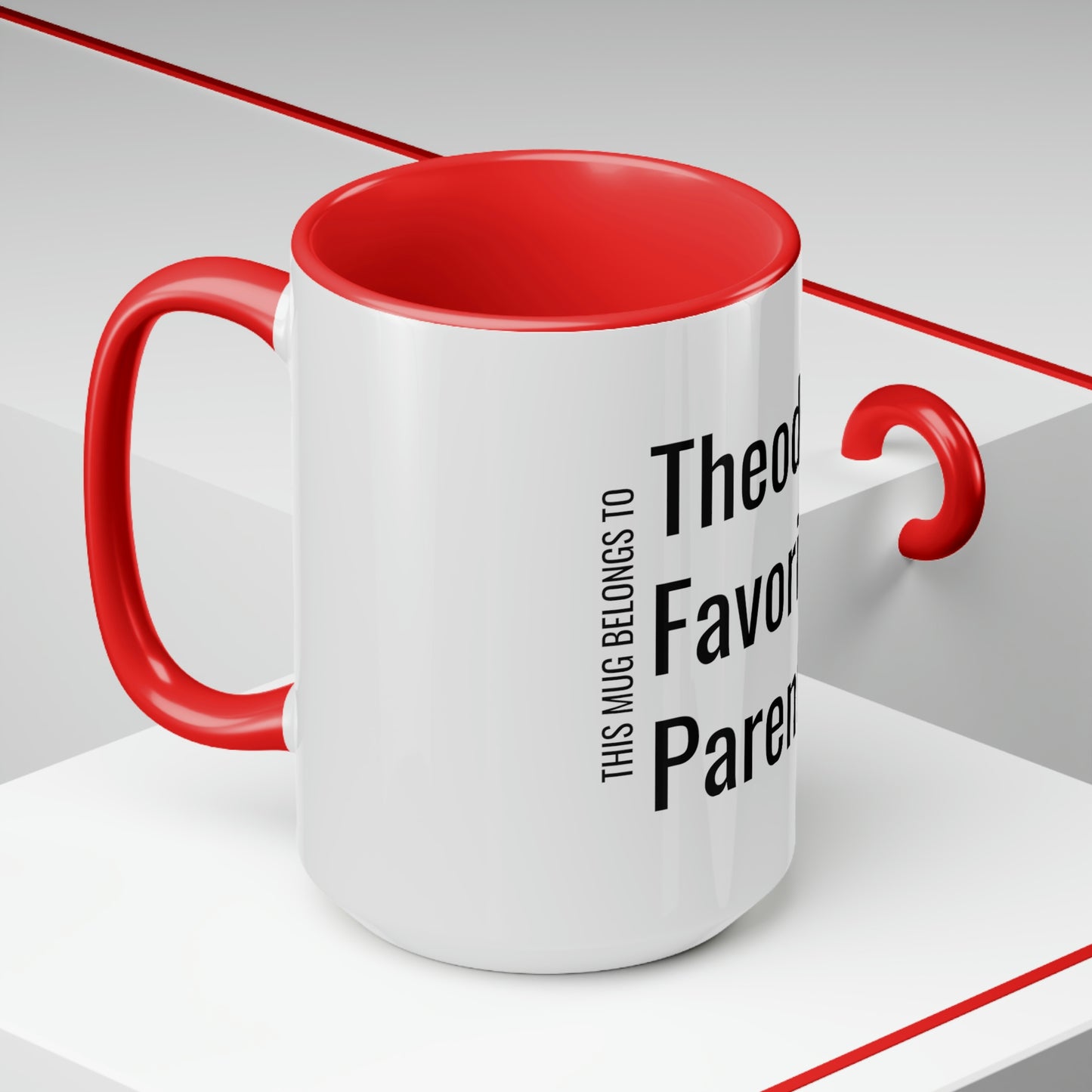 Theodore's Favorite Parent. Two-Tone Coffee Mugs, 15oz