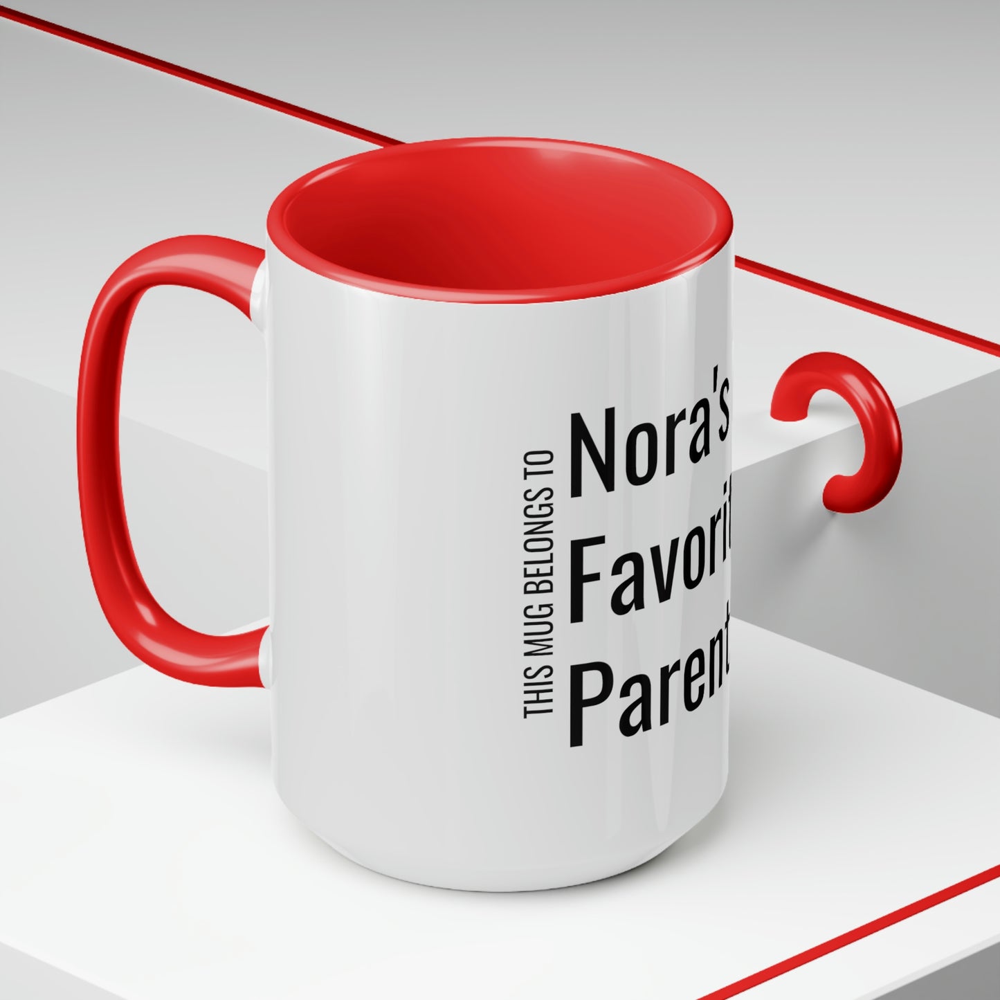 Nora's Favorite Parent. Two-Tone Coffee Mugs, 15oz