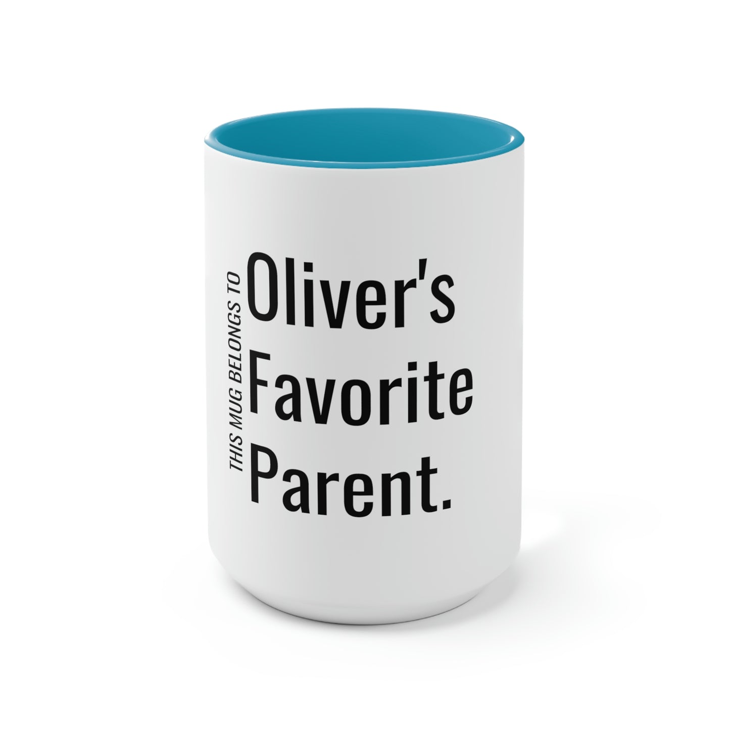 Oliver's Favorite Parent. Two-Tone Coffee Mugs, 15oz