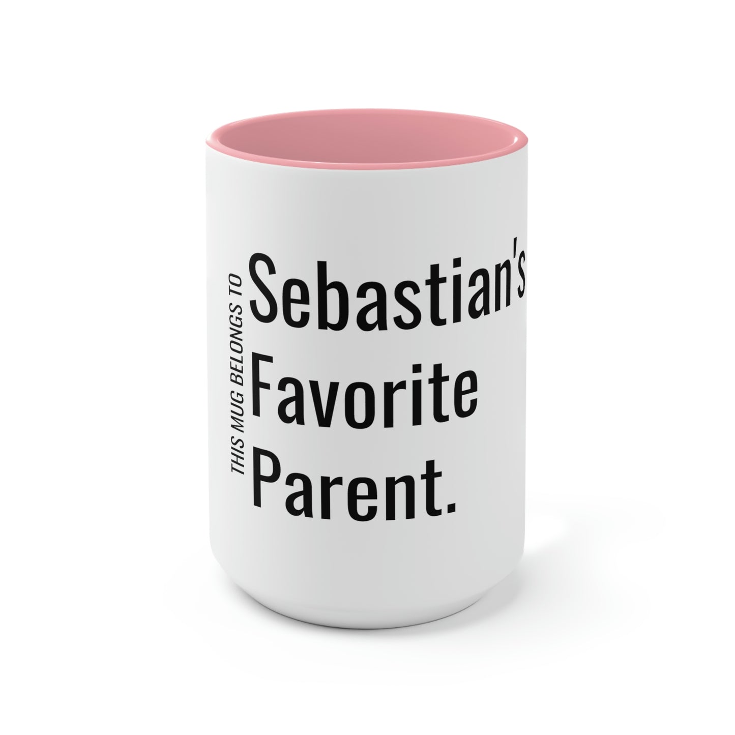 Sebastian's Favorite Parent. Two-Tone Coffee Mugs, 15oz