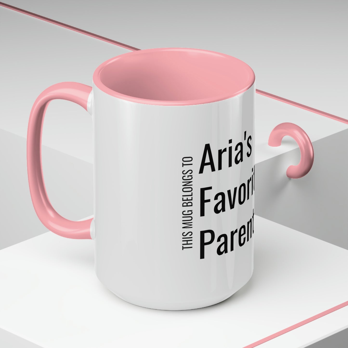 Aria's Favorite Parent. Two-Tone Coffee Mugs, 15oz