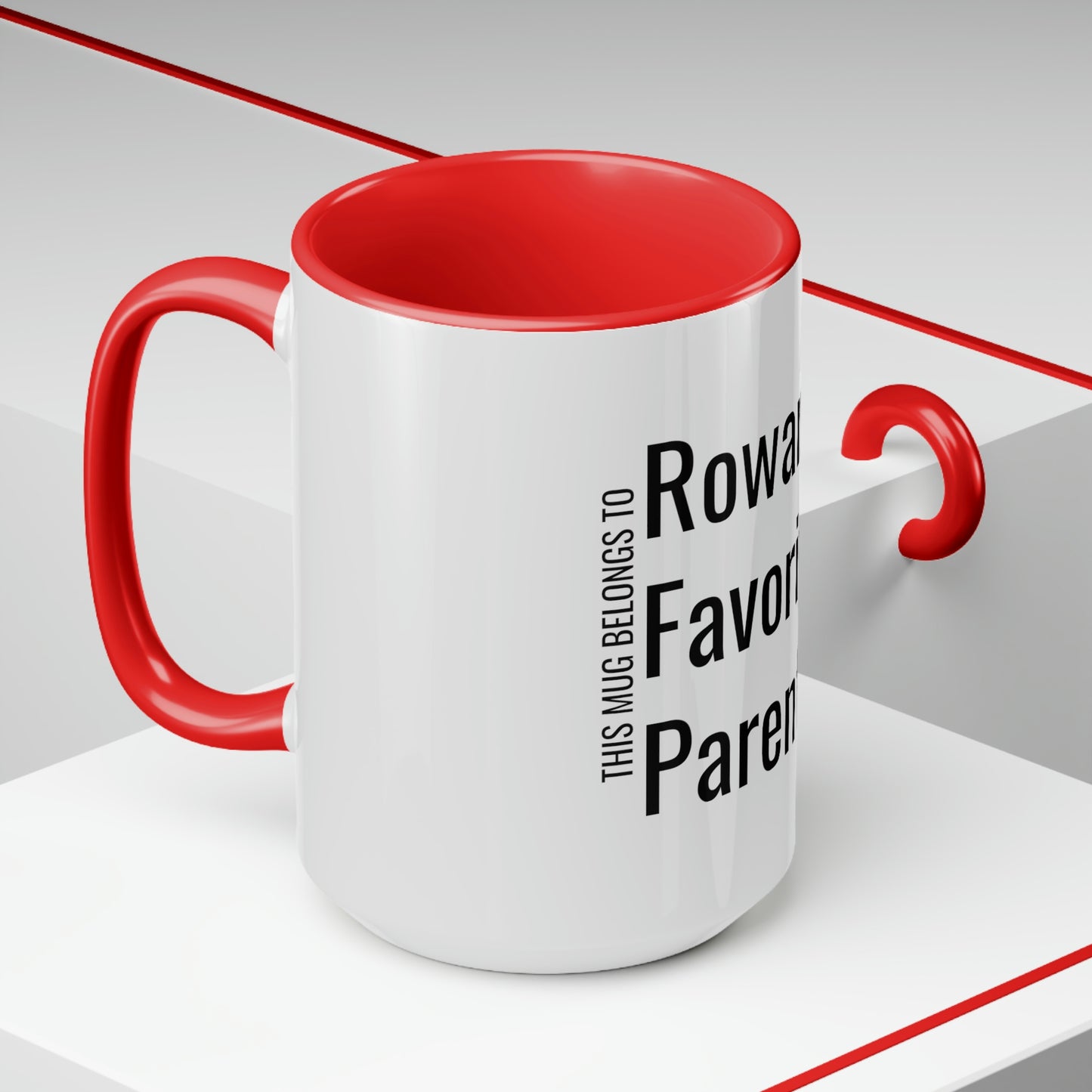 Rowan's Favorite Parent. Two-Tone Coffee Mugs, 15oz