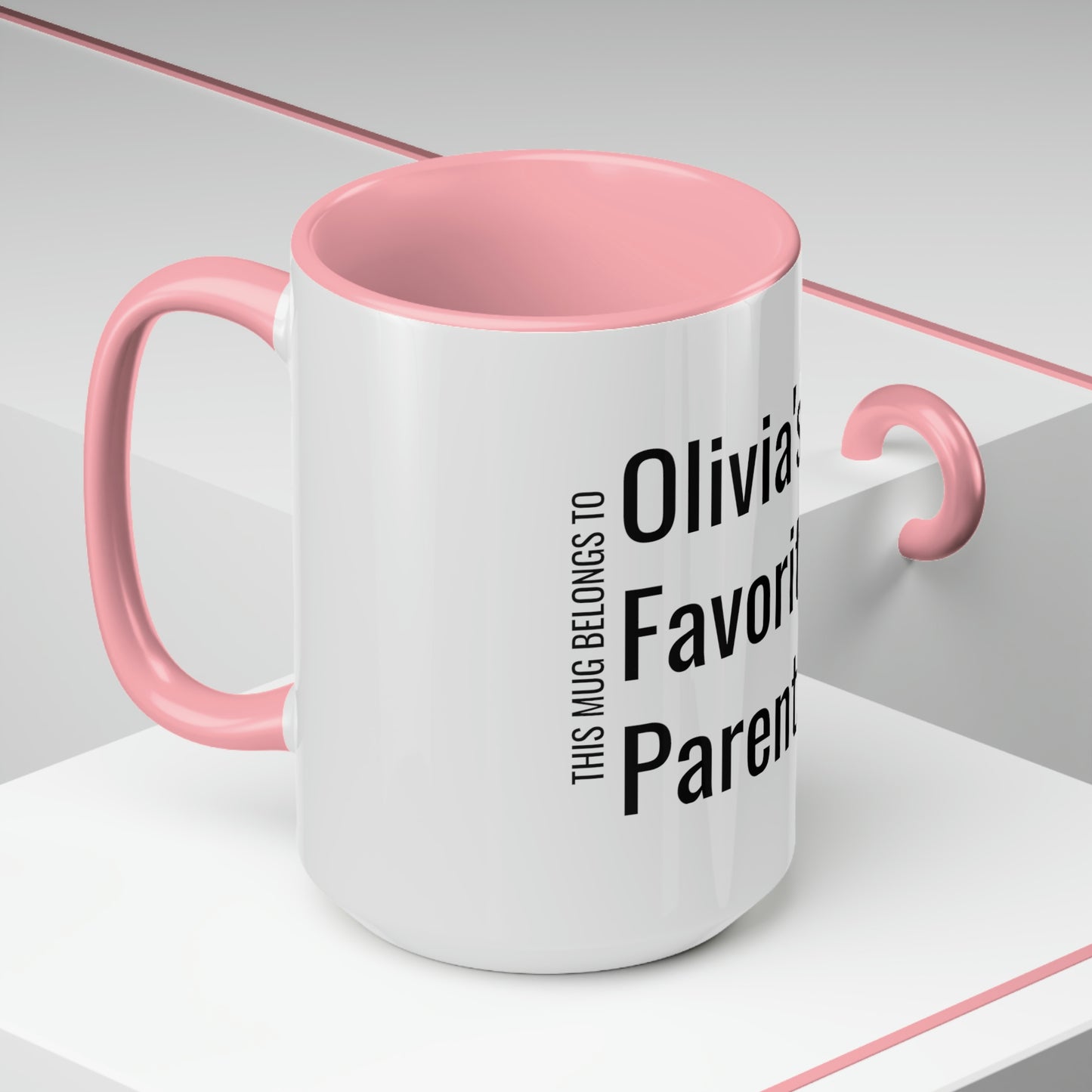 Olivia's Favorite Parent. Two-Tone Coffee Mugs, 15oz