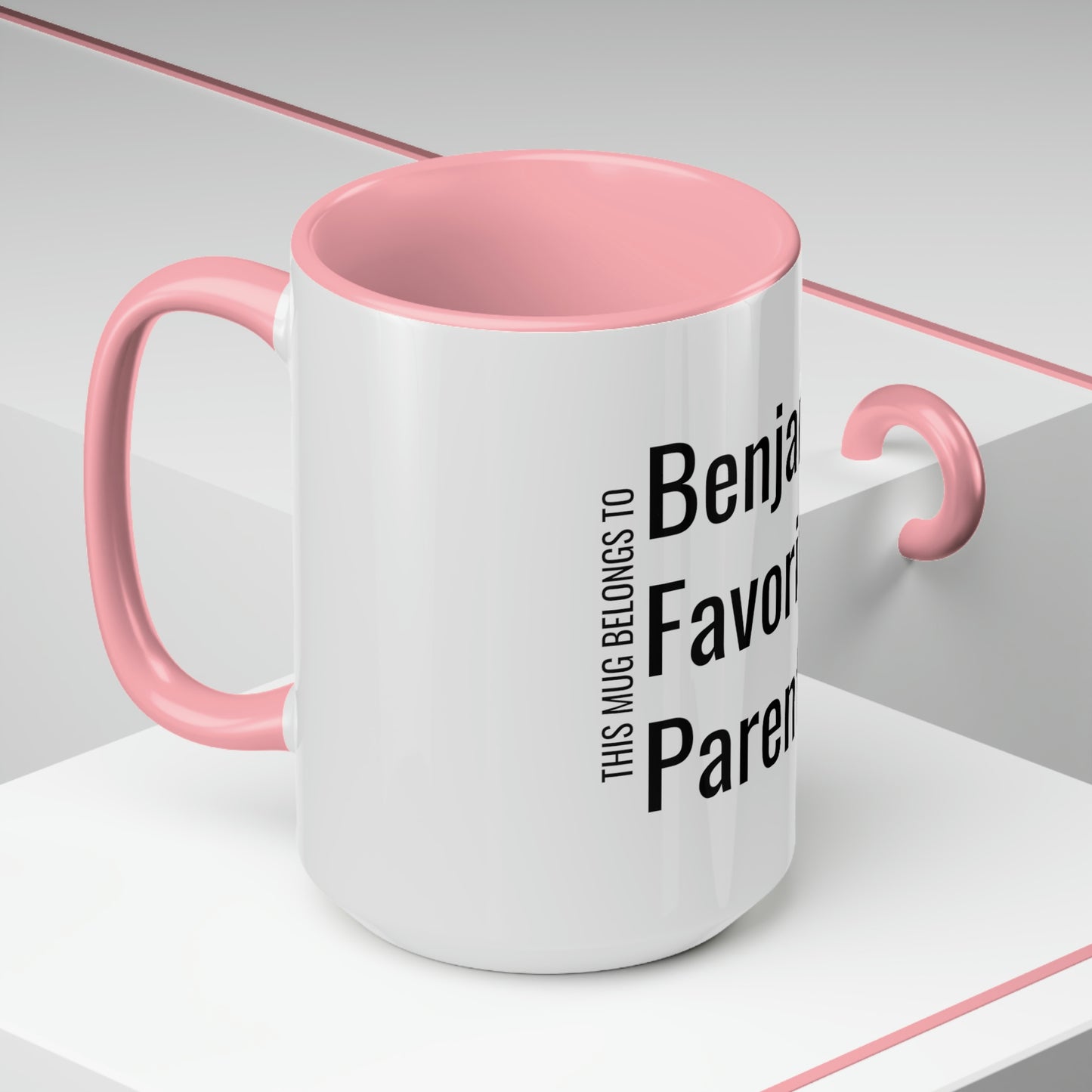 Benjamin's Favorite Parent. Two-Tone Coffee Mugs, 15oz