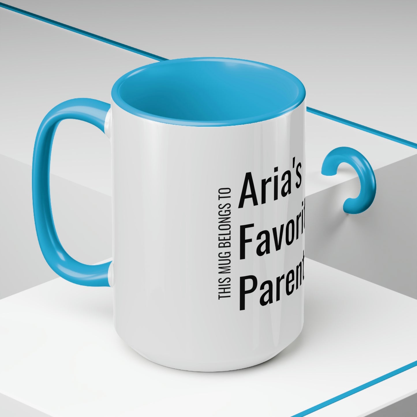 Aria's Favorite Parent. Two-Tone Coffee Mugs, 15oz