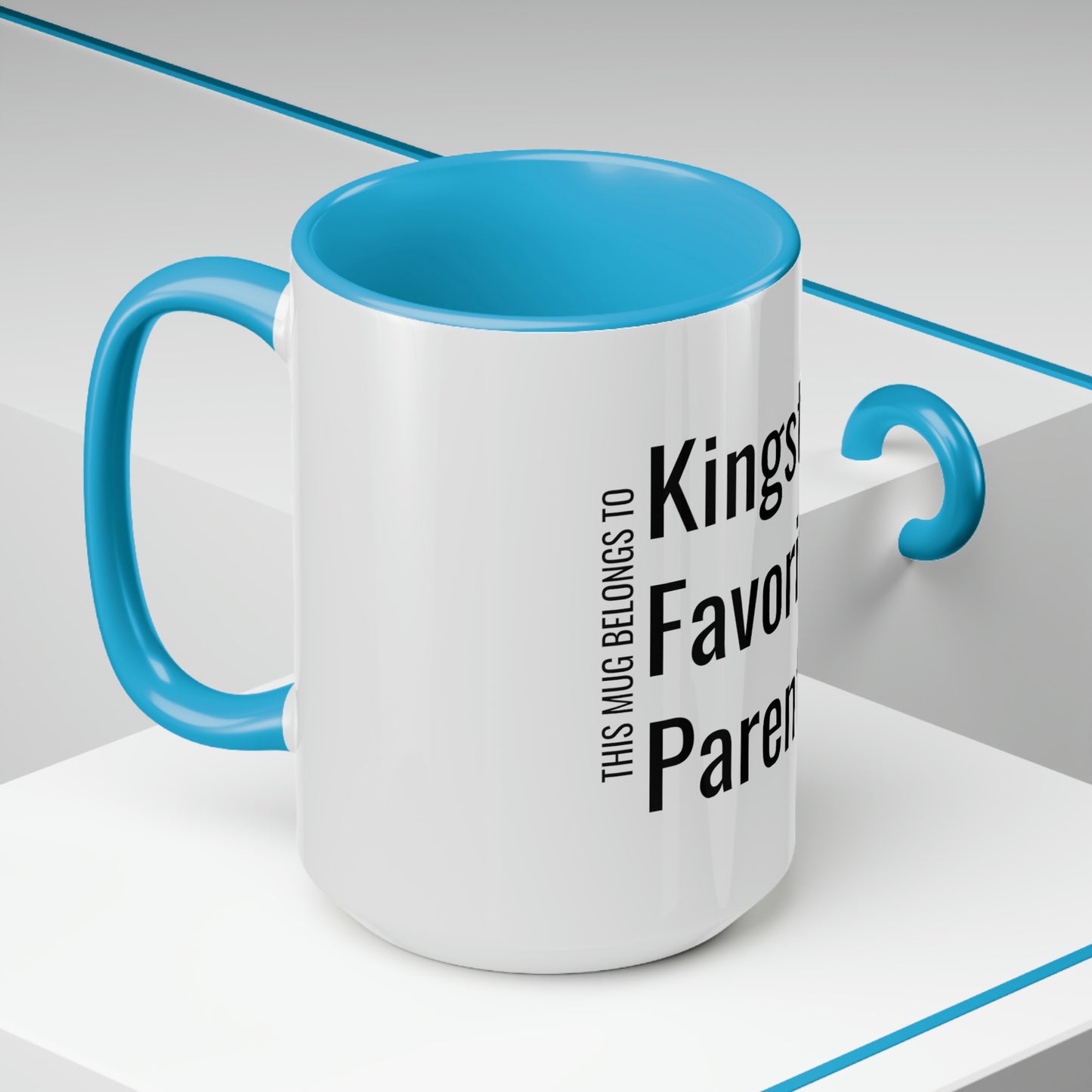 Kingston's Favorite Parent. Two-Tone Coffee Mugs, 15oz