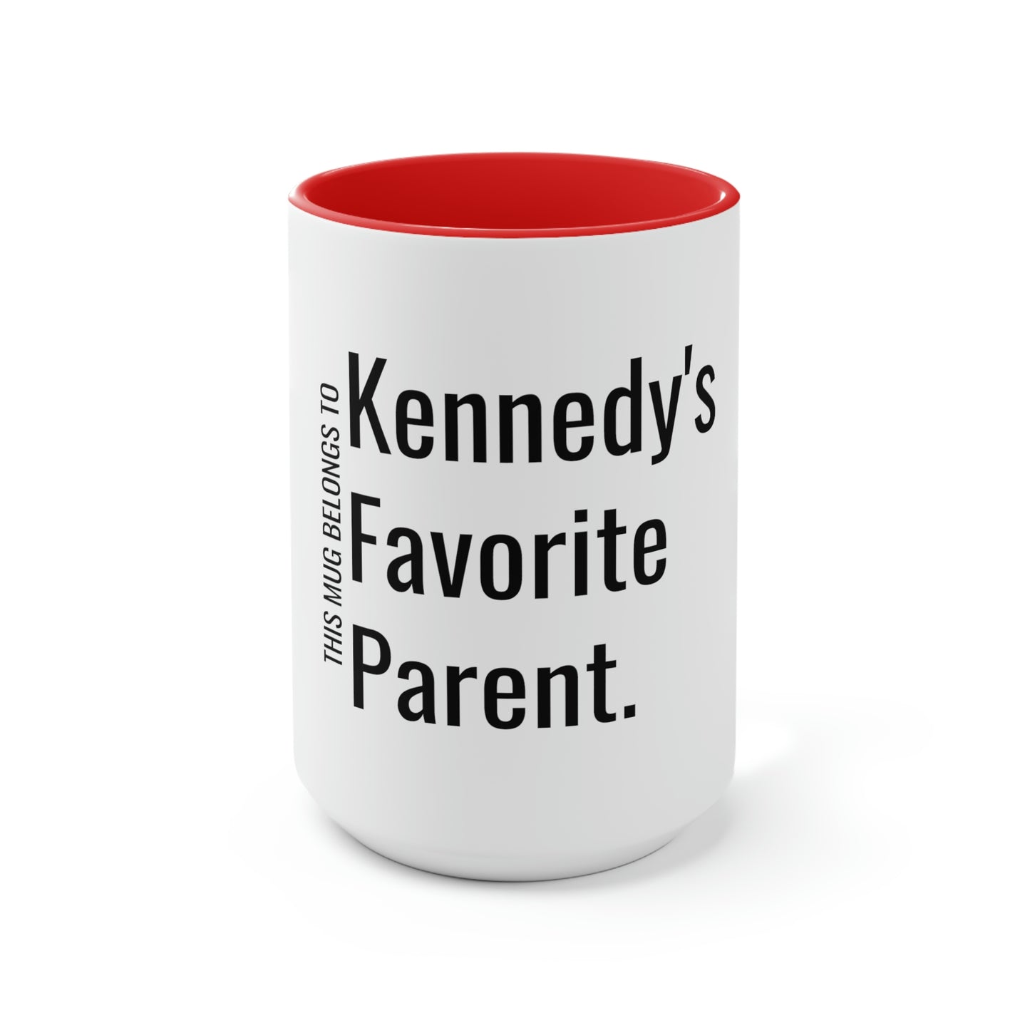 Kennedy's Favorite Parent. Two-Tone Coffee Mugs, 15oz