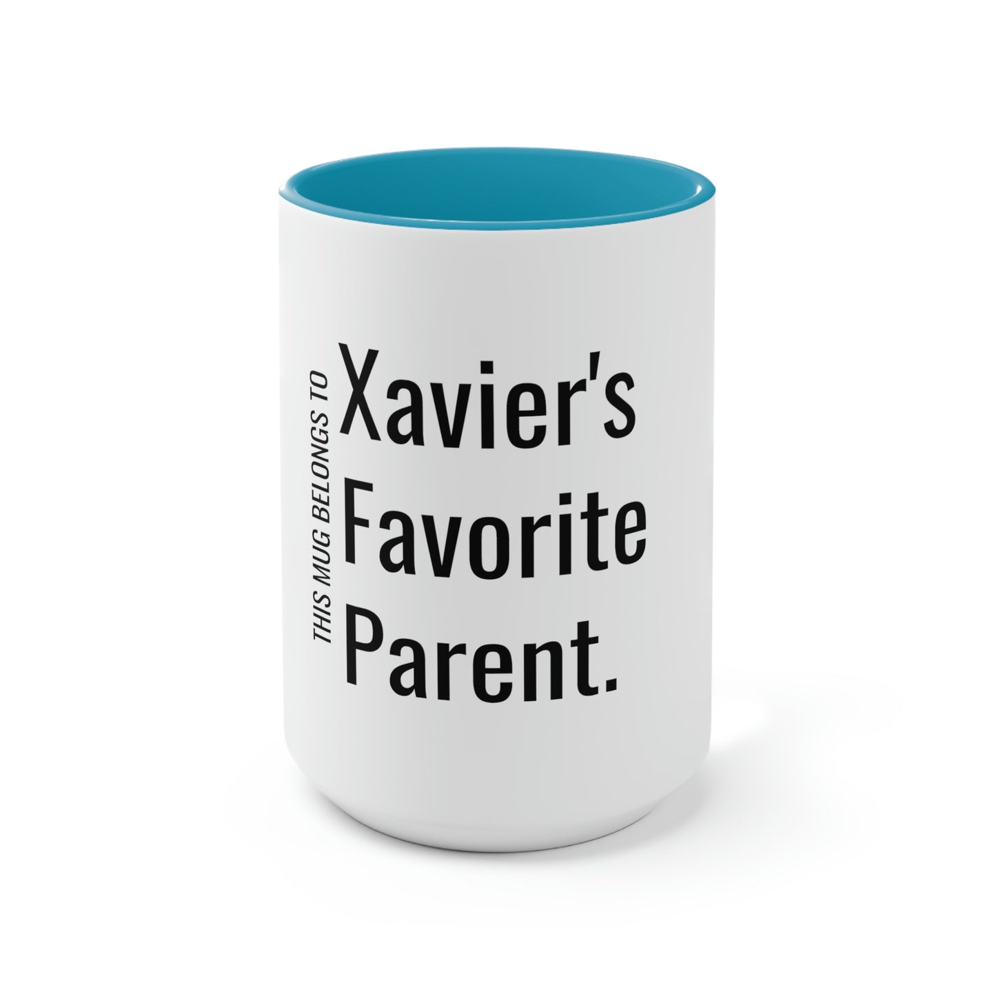 Xavier's Favorite Parent. Two-Tone Coffee Mugs, 15oz