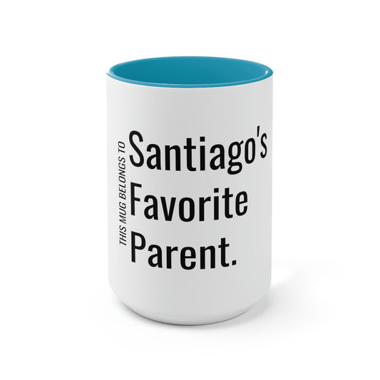 Santiago's Favorite Parent. Two-Tone Coffee Mugs, 15oz