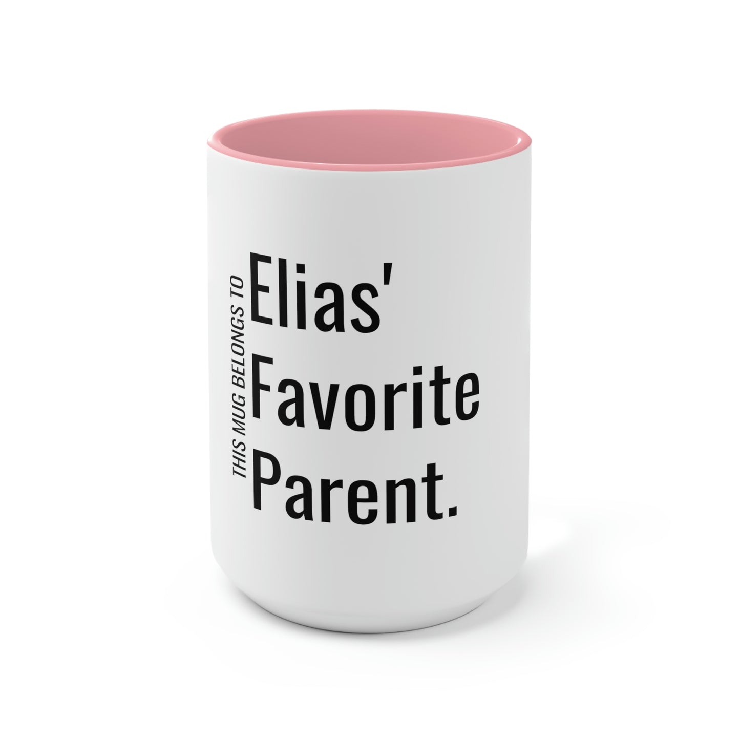 Elias' Favorite Parent. Two-Tone Coffee Mugs, 15oz