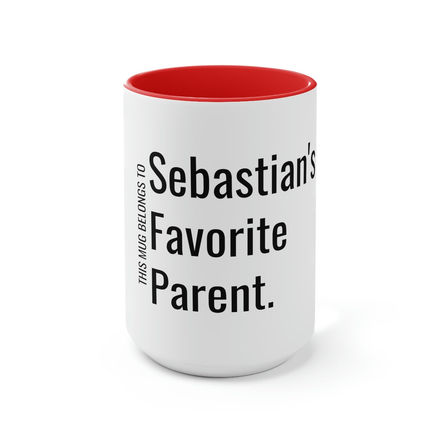 Sebastian's Favorite Parent. Two-Tone Coffee Mugs, 15oz