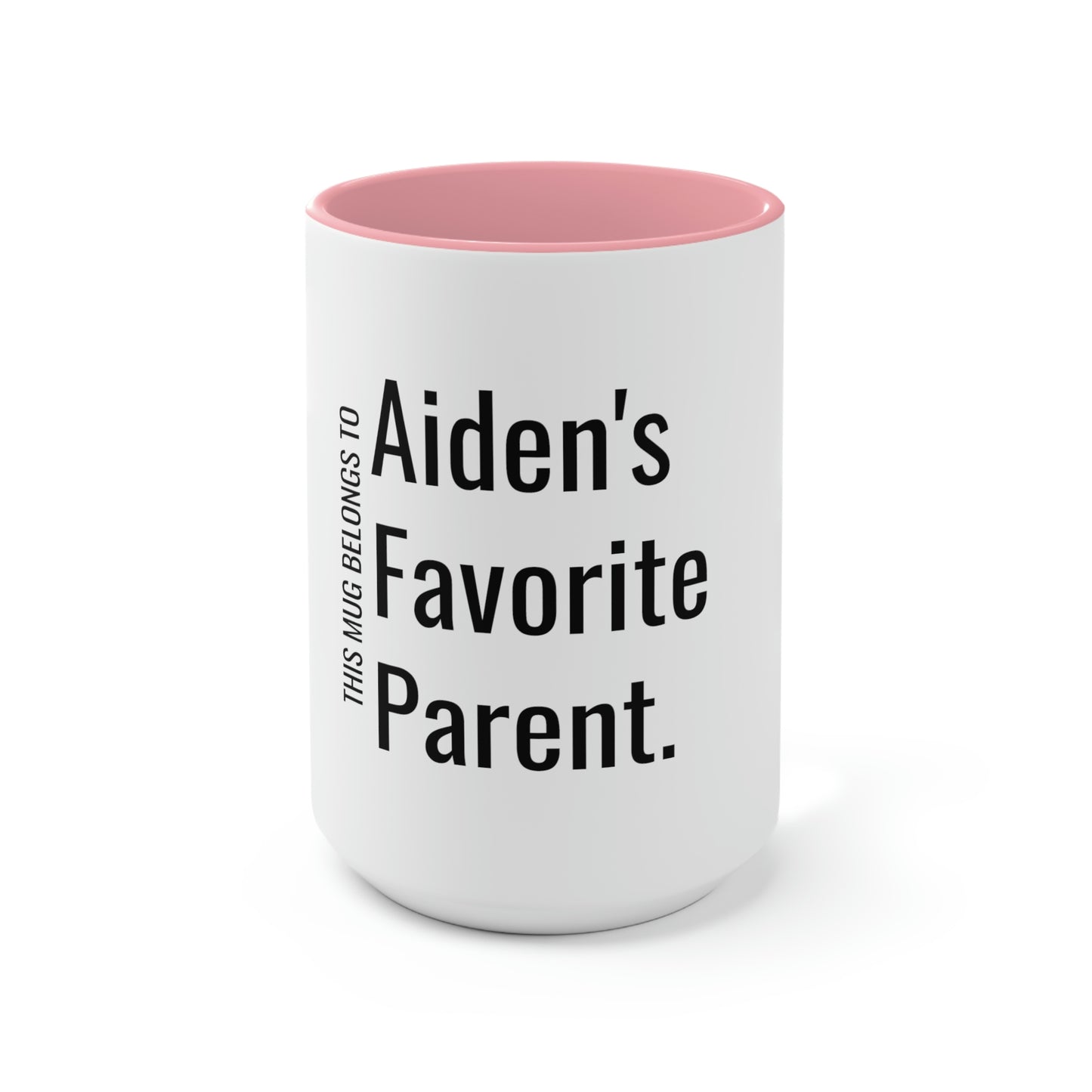 Aiden's Favorite Parent. Two-Tone Coffee Mugs, 15oz