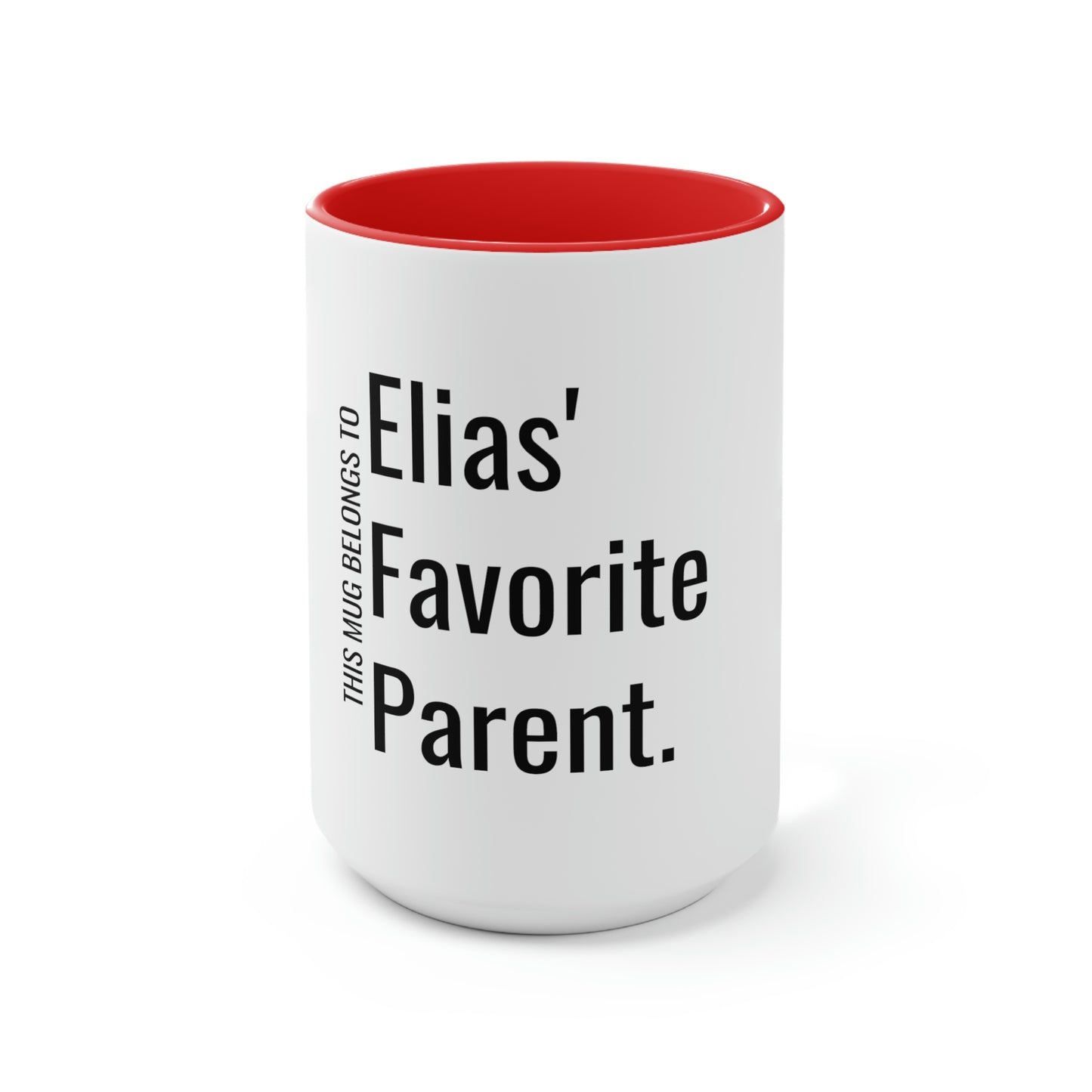 Elias' Favorite Parent. Two-Tone Coffee Mugs, 15oz