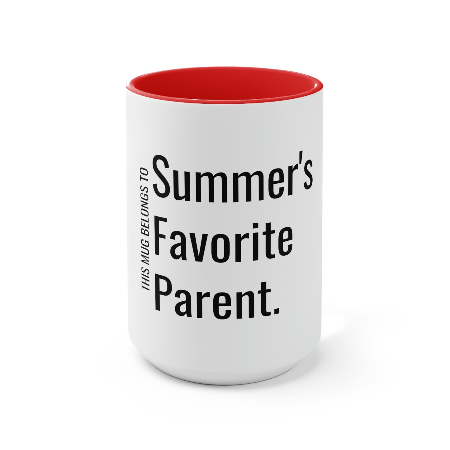 Summer's Favorite Parent. Two-Tone Coffee Mugs, 15oz