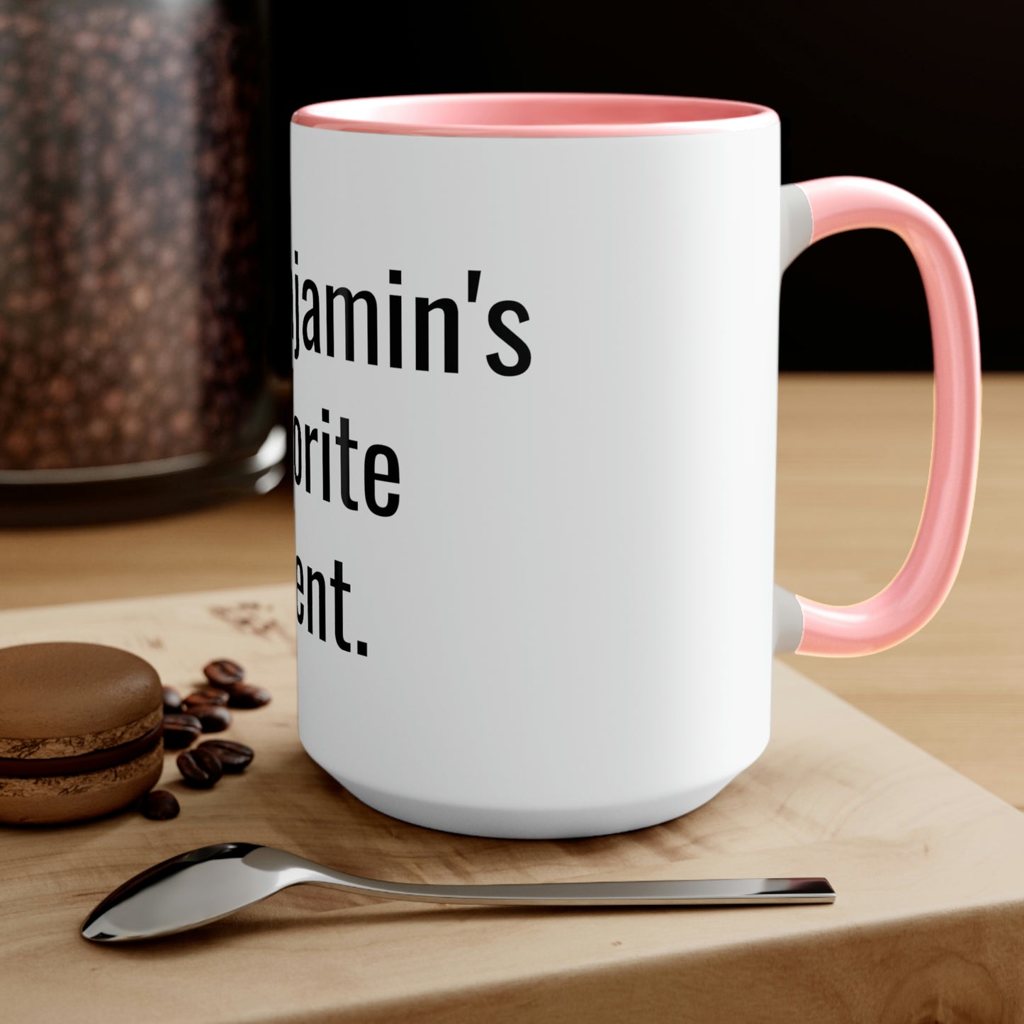 Benjamin's Favorite Parent. Two-Tone Coffee Mugs, 15oz