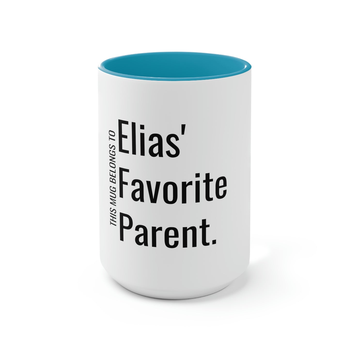 Elias' Favorite Parent. Two-Tone Coffee Mugs, 15oz