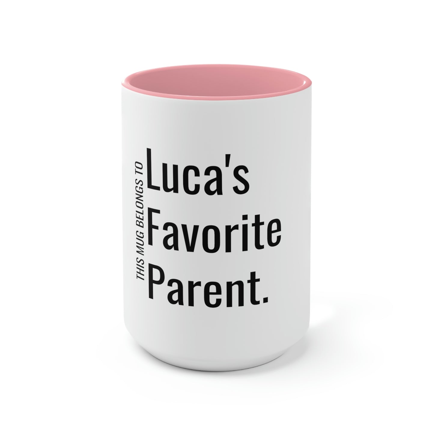 Luca's Favorite Parent. Two-Tone Coffee Mugs, 15oz