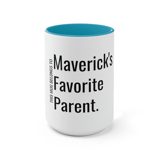 Maverick's Favorite Parent. Two-Tone Coffee Mugs, 15oz