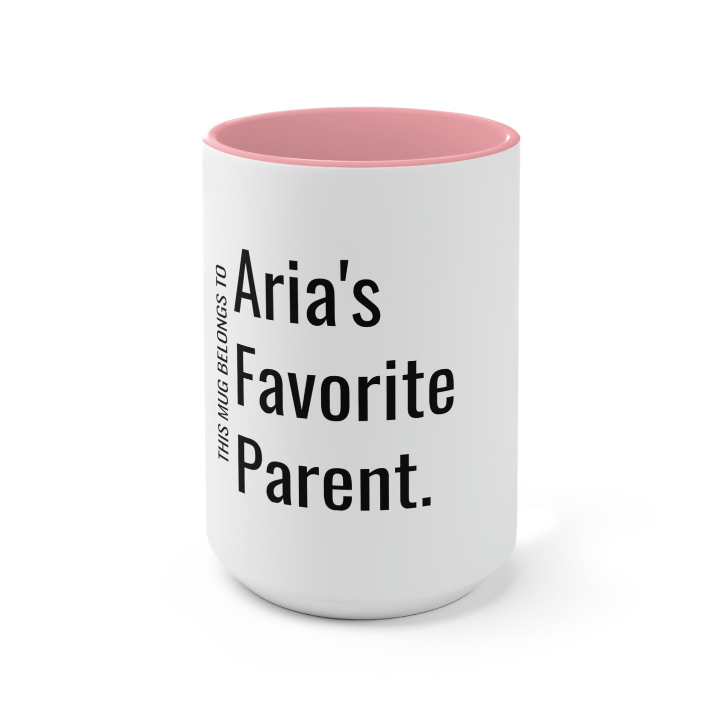 Aria's Favorite Parent. Two-Tone Coffee Mugs, 15oz