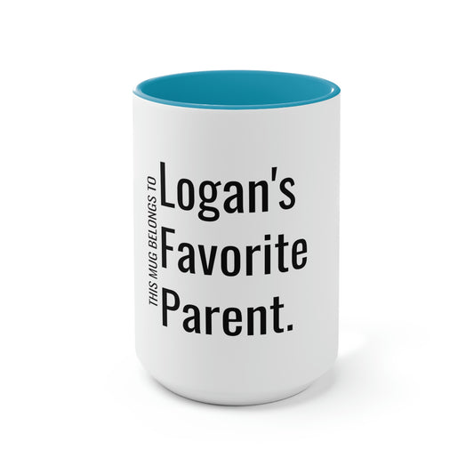 Logan's Favorite Parent. Two-Tone Coffee Mugs, 15oz