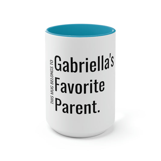 Gabriella's Favorite Parent. Two-Tone Coffee Mugs, 15oz